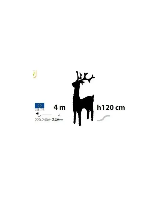 Renna Di Cristalli Acrilico 250 Led Bianco Caldo 3D