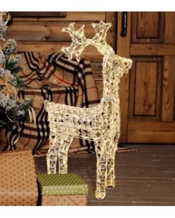 Renna Di Cristalli Acrilico 200 Led Bianco Caldo 3D