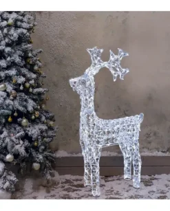Renna Di Cristalli Acrilico 200 Led Bianco 3D