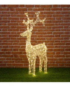 Renna Di Cristalli Acrilico 250 Led Bianco Caldo 3D