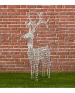 Renna Di Cristalli Acrilico 250 Led Bianco Caldo 3D