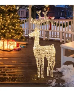 Renna Di Cristalli Acrilico 250 Led Bianco Caldo 3D