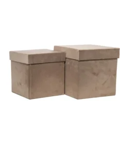 Scatola In Velluto Beige Grande 23X23 Per Regali E Decorazioni Di Natale 1Pz