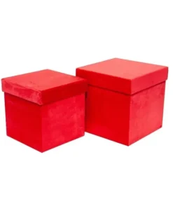 Scatola In Velluto Rossa Grande 23X23 Per Regali E Decorazioni Di Natale 1Pz