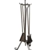 Set Di 4 Accessori Scopa Paletta Pinza Attizzatore Per Camino Con Pomello