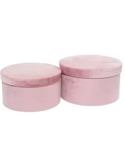 Set 2 Scatole Cilindriche Rosa O28,5X16 Per Regali E Decorazioni Di Natale
