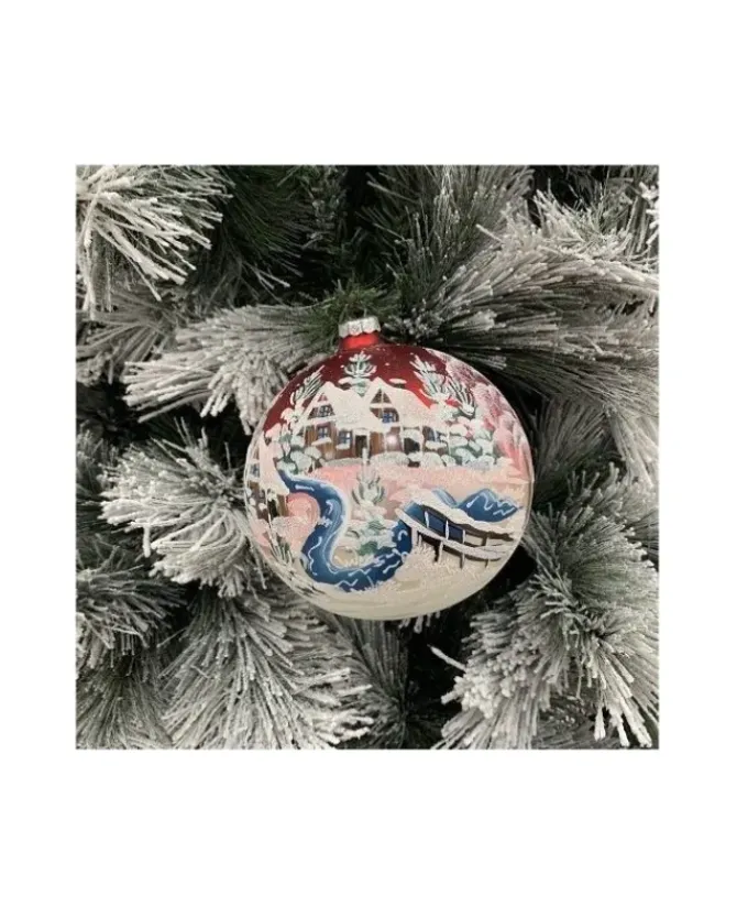 Sfera Di Vetro Decorata A Mano 150Mm Per Albero Di Natale