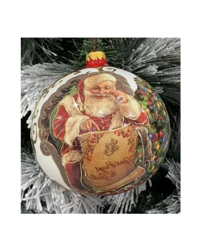 Sfera Di Vetro Decorata A Mano 150Mm Per Albero Di Natale