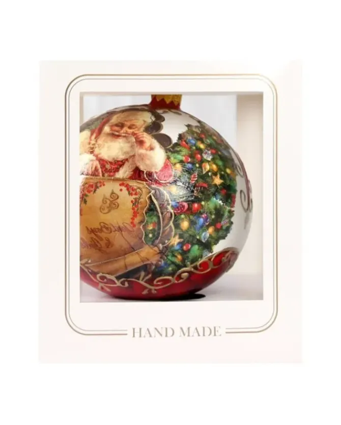 Sfera Di Vetro Decorata A Mano 150Mm Per Albero Di Natale