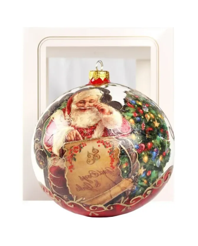 Sfera Di Vetro Decorata A Mano 150Mm Per Albero Di Natale