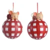 Sfera Pallina Di Vetro Con Glitter Tema Topino 8 Cm In 2 Varianti