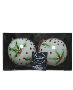 Sfera Pallina In Vetro Con Devoro Bacche 8 Cm