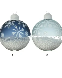 Sfera Pallina In Vetro Decorato Con Effetto Neve All'Interno 8 Cm