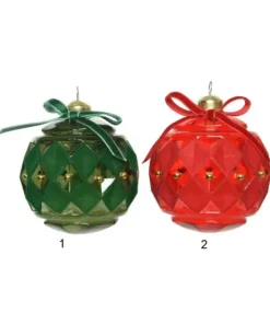 Sfera Pallina In Vetro In Confezione Da 2 Pz Con Fiocchetto In Velluto