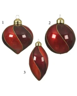 Sfera Pallina Ornamento Vortice Di Vetro Glitter 3Ass