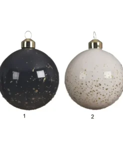 Sfera Pallina Smaltata In Vetro Con Schizzi Di Oro Luccicante Assortito