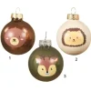 Sfere Palline Di Vetro Smalto Tema Foresta Cervo -Riccio-Orso 3Ass