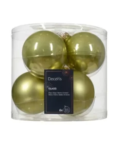 Sfere Palline In Vetro Smalto Opaco Mix Pistacchio D.8Cm