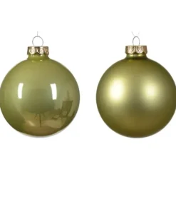 Sfere Palline In Vetro Smalto Opaco Mix Pistacchio D.8Cm
