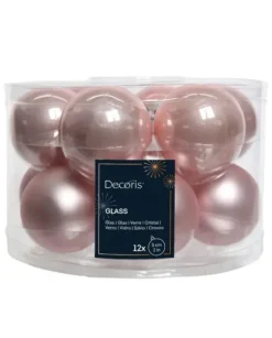 Sfere Palline In Vetro Smalto, Mix Opaco D.5Cm Rosa Cipria