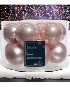 Sfere Palline In Vetro Smalto, Mix Opaco D.5Cm Rosa Cipria
