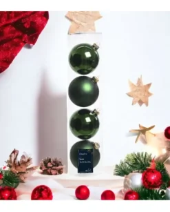 Sfere Palline Vetro Lucido,Opaco Mix D.10Cm Verde Pino