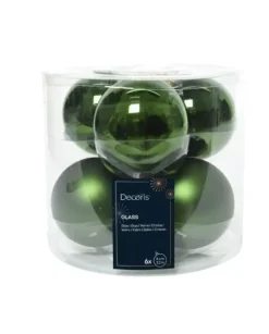 Sfere Palline Vetro Lucido,Opaco Mix D.8Cm Verde Pino