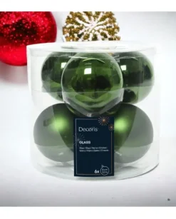 Sfere Palline Vetro Lucido,Opaco Mix D.8Cm Verde Pino
