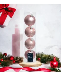 Sfere Palline Vetro Smalto, Mix Opaco D.10Cm Rosa Cipria