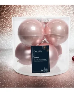 Sfere Palline Vetro Smalto, Mix Opaco D.8Cm Rosa Cipria