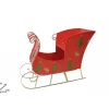 Slitta Di Babbo Natale In Metallo Rossa Con Decorazioni 140X56X100 Cm