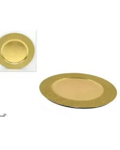 Sottopiatto Di Plastica Rigida Natalizio Oro Glitterato 33 Cm