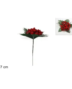 Spillone Con Foglie E Bacche Rosse 17 Cm