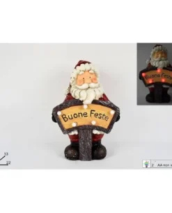 Statuina Babbo Natale Con Scritta Luminiosa Buone Feste
