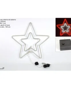 Stella Doppia Neon Rosso 56X52 Cm Uso Interno/Esterno