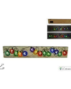 Tela Scritta Marry Christmas Con Luci A Batteria 12X2,5X69 Cm