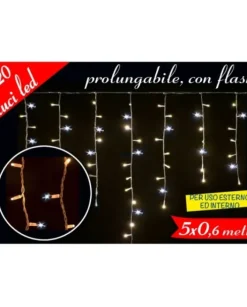 Tenda Luminosa Prolungabile 120 Led Mt 5X 0.60 Bunco Caldo Con Flash Bianchi