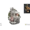 Tronco Con Casetta Con Babbo Natale E Pupazzo Con Luci 45X29X38 Cm