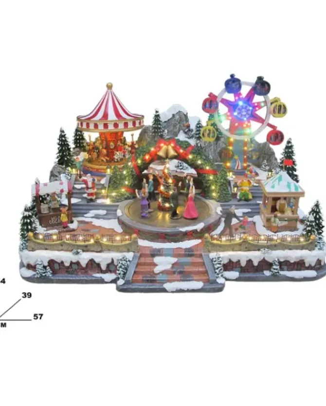 Villaggio Giostrina Di Natale Con Luci Suoni E Movumenti 64X57X39 Cm